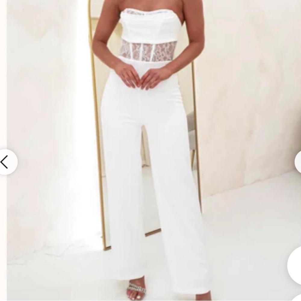 Maniju white lace corset strapless jumpsuit
